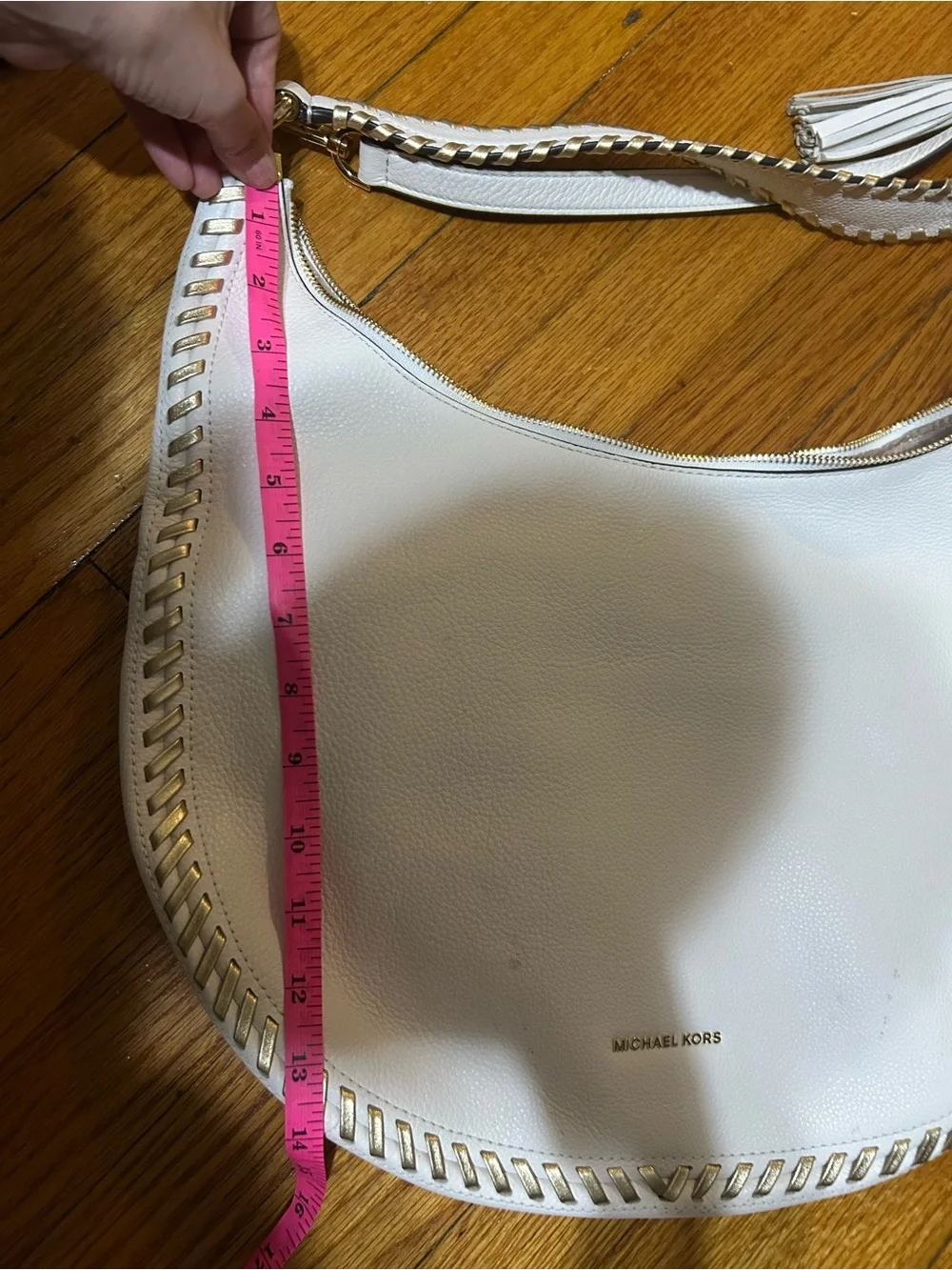 Michael Kors Lauryn Large Shoulder Bag Leather Optic White And Wallet